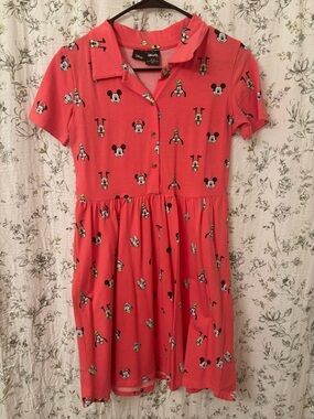 Disney X Cakeworthy Coral Mickey & Friends Collared Dress Women’s Medium